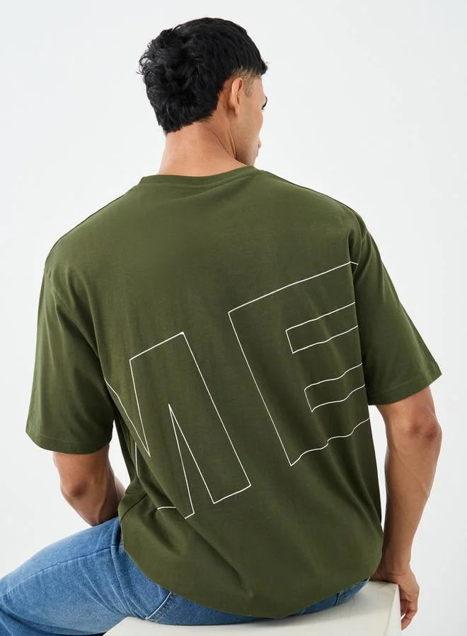 Styli Styli Olive Front and Back Graphic Oversized T-Shirt