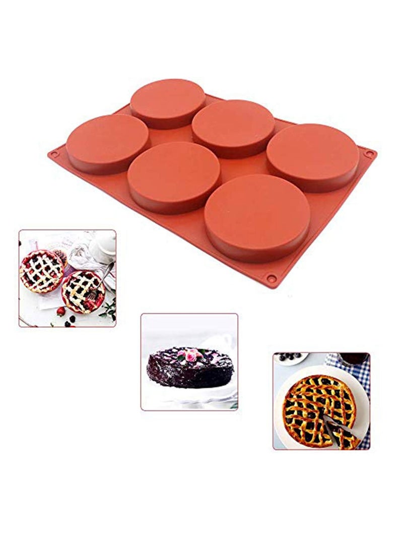 Zikra Epoxy Resin Molds, Molds For Resin Casting 6-Cavity Large Cake Molds Silicone Round Disc Resin Coaster Mold Non-Stick Baking Molds, Mousse Cake Pan, French Dessert, Candy, Soap - Image 4