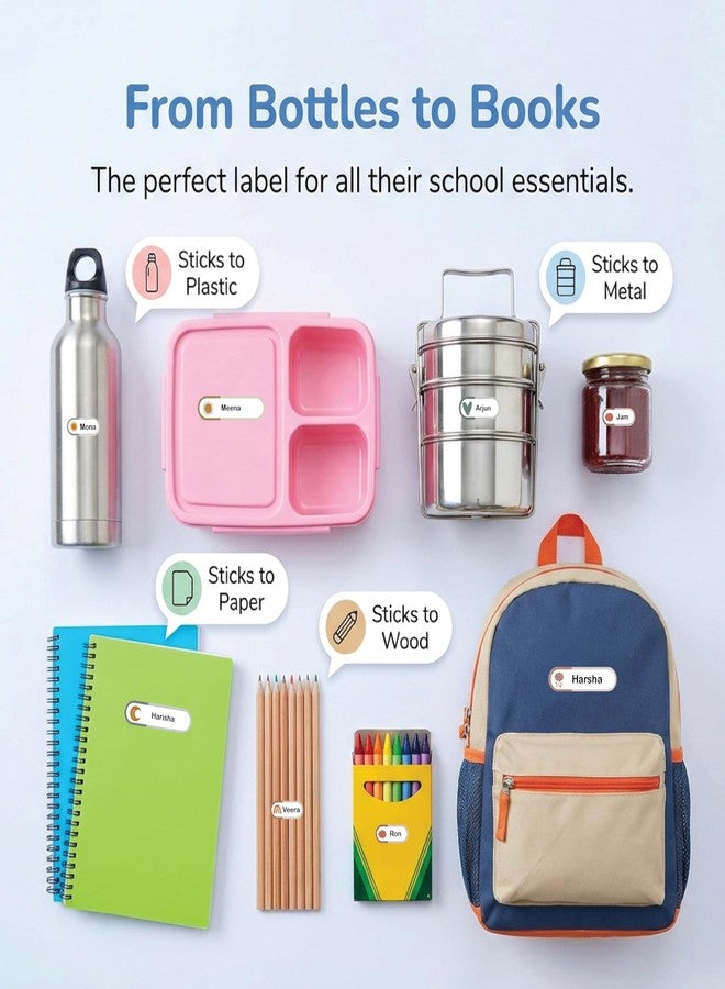 Chic Buddy 96 Waterproof Name Stickers for Kids School | Write On Labels for Bottle, Lunchbox, Books | Customizable Kitchen Jar Labels | Strong Adhesive, Smudge Proof | Chic Buddy - Image 3