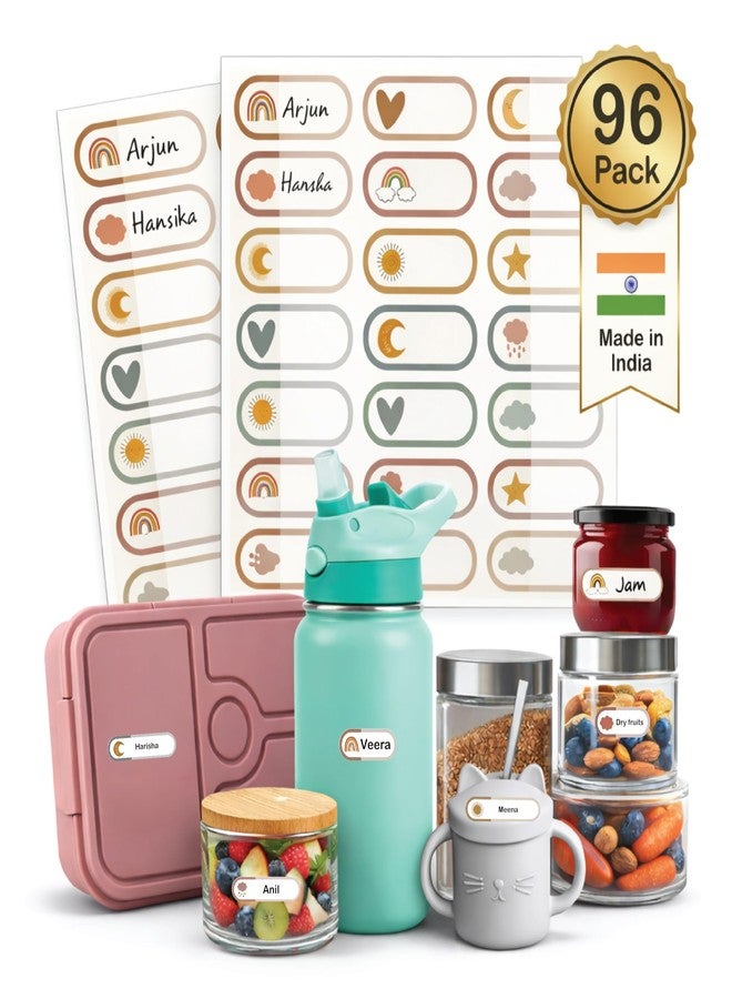 Chic Buddy 96 Waterproof Name Stickers for Kids School | Write On Labels for Bottle, Lunchbox, Books | Customizable Kitchen Jar Labels | Strong Adhesive, Smudge Proof | Chic Buddy - Image 1