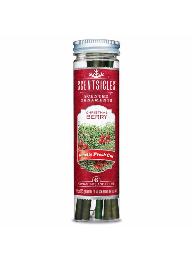 ScentSicles Scented Christmas Ornaments for Christmas Tree, All Natural Holiday Air Freshener (Christmas Berry Holiday Fragrance) Includes 6 Ornaments & Hooks - Image 1