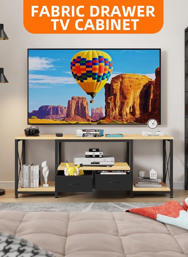 مساحة عمار حامل تلفزيون مع أرفف تخزين مفتوحة، خزانة تلفزيون، وحدة تلفزيون كبيرة حديثة، حامل تخزين للوسائط، طاولة وحدة تحكم، مركز ترفيه خشبي، طاولة تلفزيون للمنزل، طاولة قهوة، 140*40*55 سم - Image 3