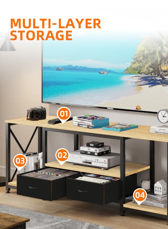 مساحة عمار حامل تلفزيون مع أرفف تخزين مفتوحة، خزانة تلفزيون، وحدة تلفزيون كبيرة حديثة، حامل تخزين للوسائط، طاولة وحدة تحكم، مركز ترفيه خشبي، طاولة تلفزيون للمنزل، طاولة قهوة، 140*40*55 سم - Image 4