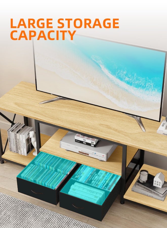 مساحة عمار حامل تلفزيون مع أرفف تخزين مفتوحة، خزانة تلفزيون، وحدة تلفزيون كبيرة حديثة، حامل تخزين للوسائط، طاولة وحدة تحكم، مركز ترفيه خشبي، طاولة تلفزيون للمنزل، طاولة قهوة، 140*40*55 سم - Image 5