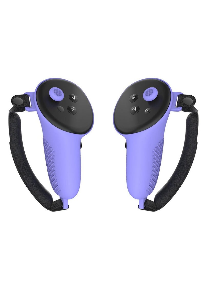 SYOSI - 1 Pair TPU Controller Grips for Meta Quest 3 Comfortable Silicone Cover with Non Slip Controller Grips Lid Left and Right Shockproof Reserve Precise Hole Positions Anti Fall for Meta Quest 3 Purple - Image 1