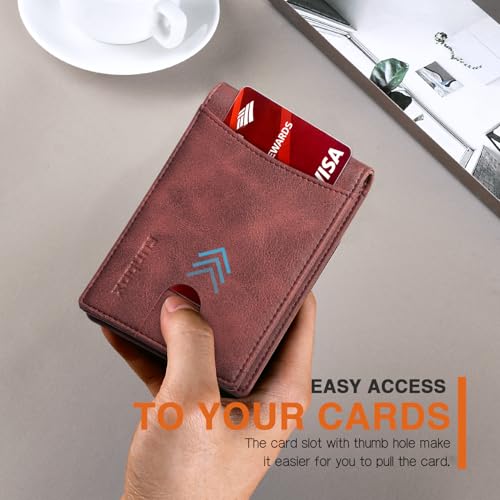 RUNBOX Slim Wallet for Men Genuine Leather RFID Blocking Bifold Minimalist Front Pocket Mens Wallet with Money Clip Thin Gift Box - Image 5
