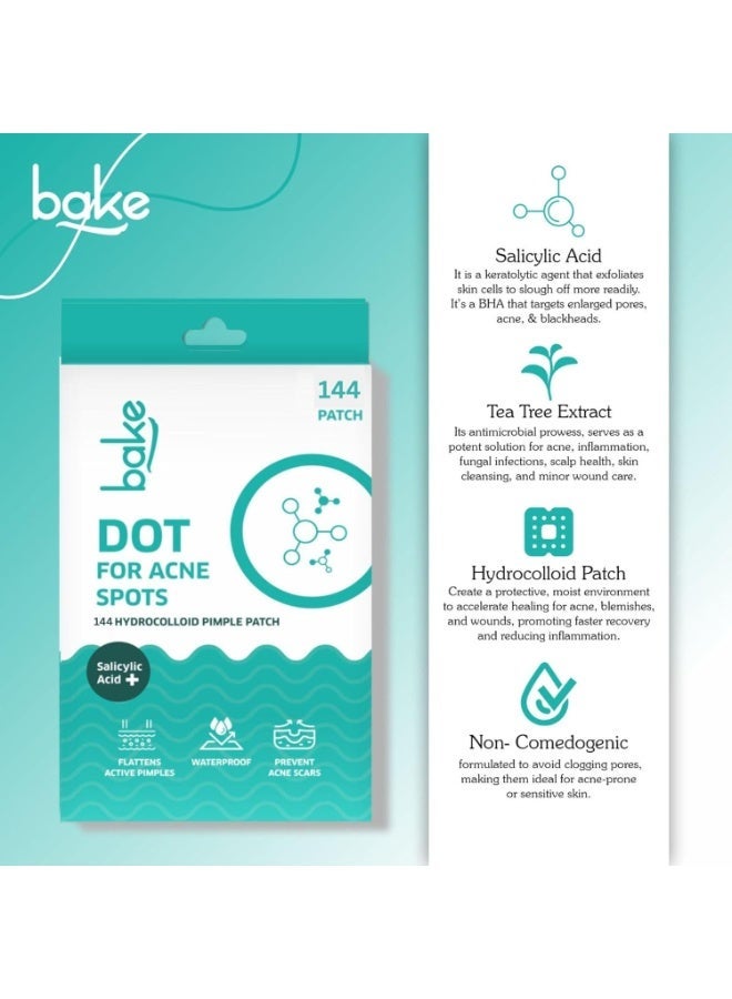خبز لاصقات BAKE الهيدروكولويدية لعلاج البثور بتركيز 2% حمض الساليسيليك (144 لاصقة) | تمتص الزيوت وتمنع ظهور حب الشباب | لاصقات مقاومة للماء | مخصصة لعلاج حب الشباب، وآثار الحبوب، والبشرة المعرضة لحب الشباب - 144 لاصقة - Image 2