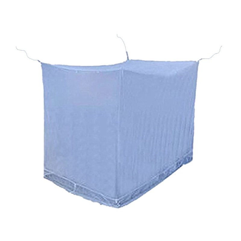 Ans Cotton Mix Mosquito net Pure Cotton Border on Top and Bottom Allergy Free Blue 65 x 65 Ft Double Bed Size - Image 1