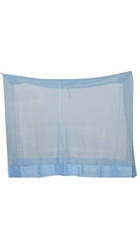 Ans Cotton Mix Mosquito net Pure Cotton Border on Top and Bottom Allergy Free Blue 65 x 65 Ft Double Bed Size - Image 2
