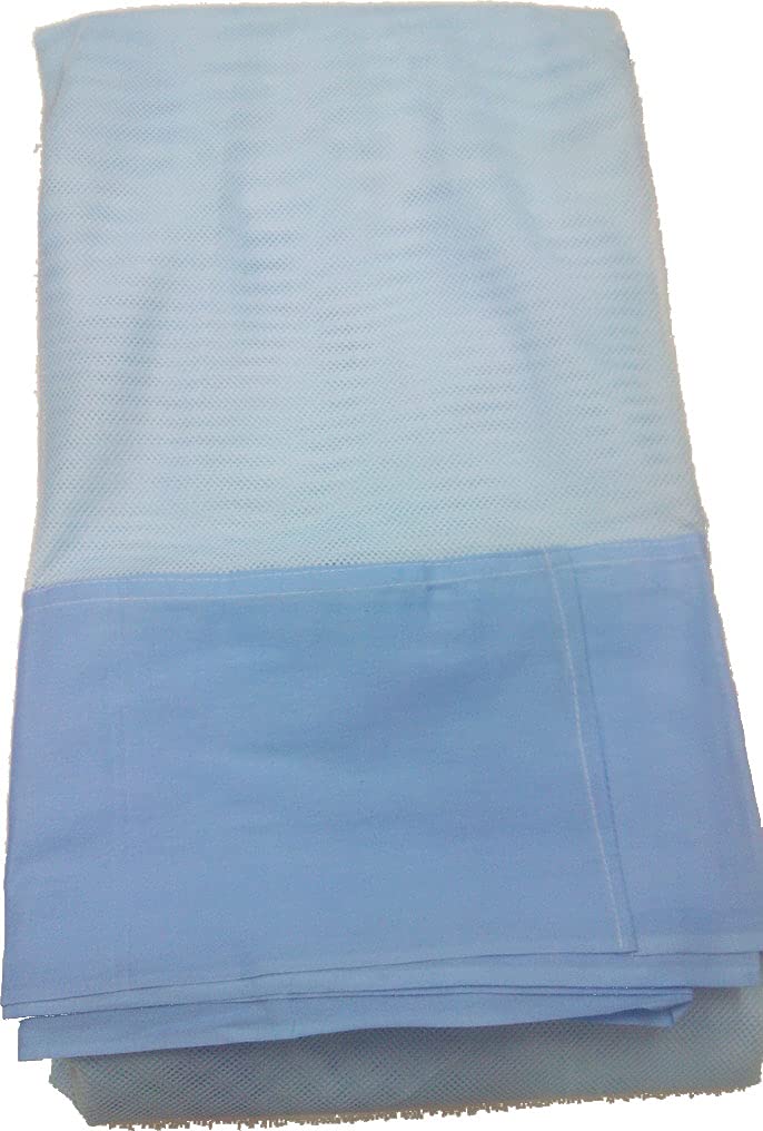 Ans Cotton Mix Mosquito net Pure Cotton Border on Top and Bottom Allergy Free Blue 65 x 65 Ft Double Bed Size - Image 3