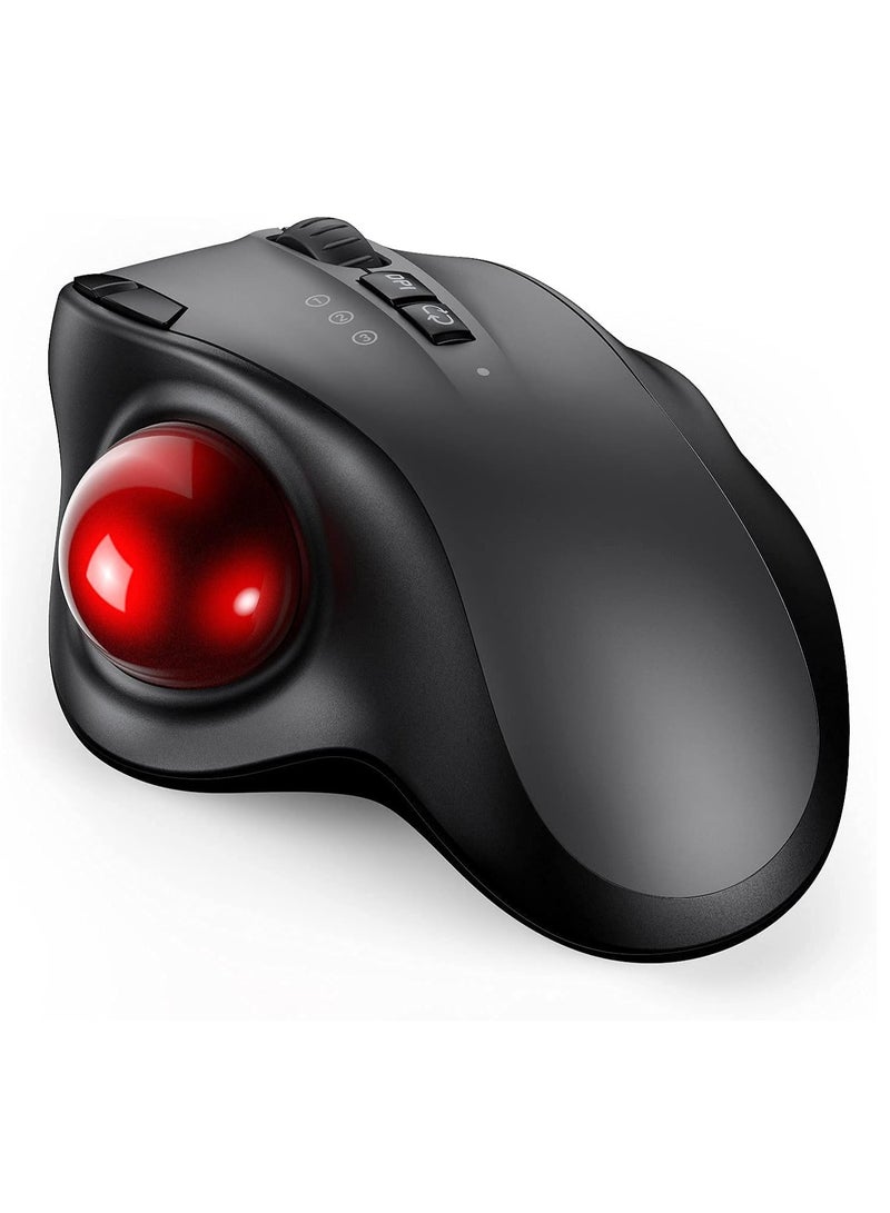 general Wireless Trackball Mouse - 2.4G USB + Dual Bluetooth Rollerball Mouse, Easy Thumb Control, Rechargeable Ergonomic Trackball Mice for MacBook, Laptop, PC, iPad, Windows, Android, iOS (Black) - Image 1