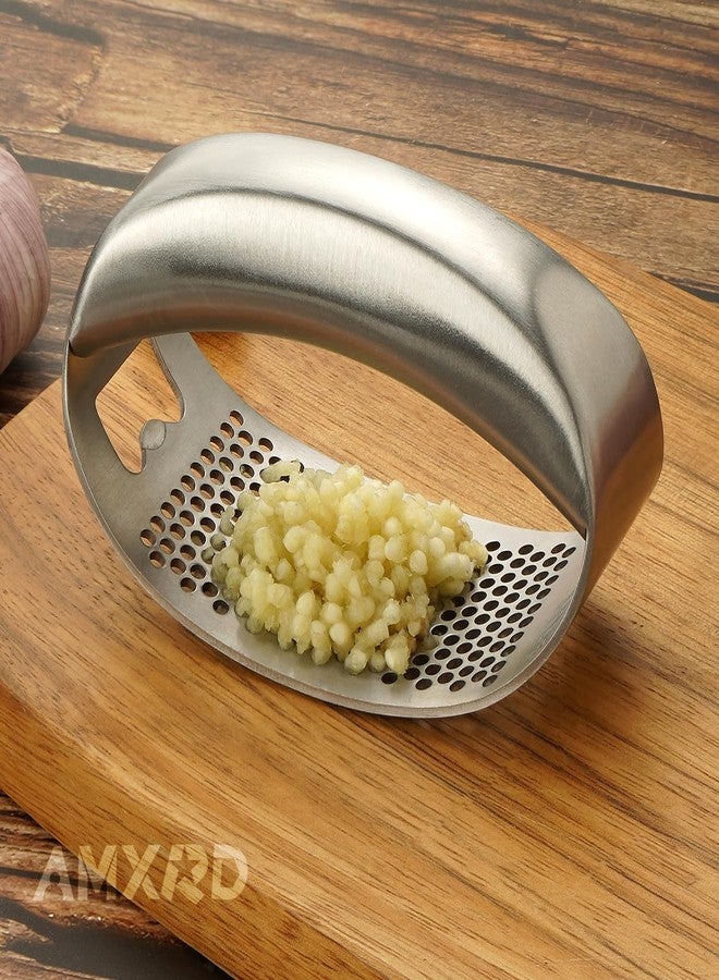 AMXRD Garlic Press Rocker & Silicone Peeler, Stainless Steel Garlic Mincer Crusher Squeezer Kitchen Tool - Image 5