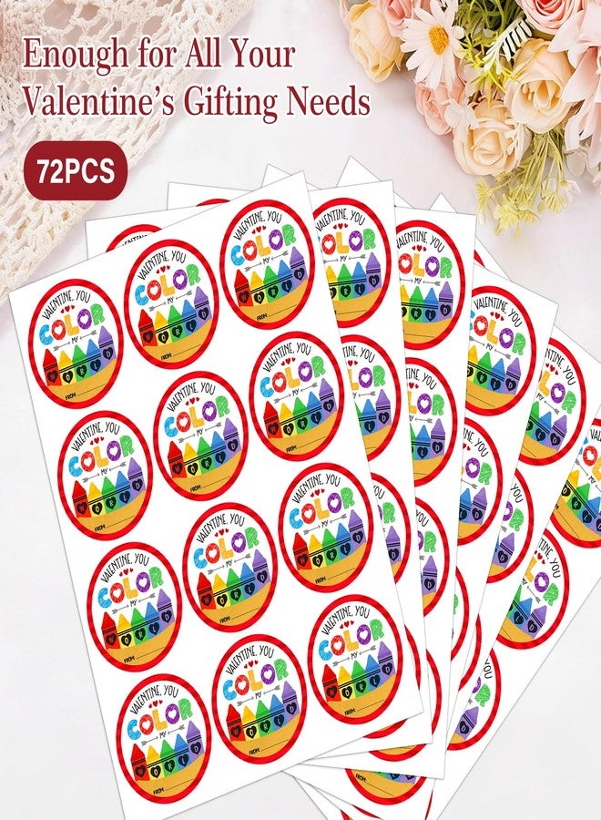 FaCraft Valentine's Day Stickers - Valentine You Color My World 36Pcs Envelope Seals Labels Stickers Valentine's Day Gifts Stikers for Party Favor Decoration Stickers for Kids - Image 2