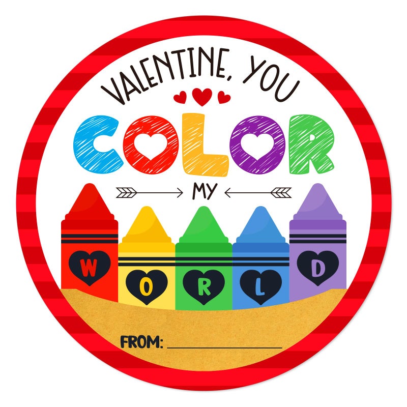 FaCraft Valentine's Day Stickers - Valentine You Color My World 36Pcs Envelope Seals Labels Stickers Valentine's Day Gifts Stikers for Party Favor Decoration Stickers for Kids - Image 1