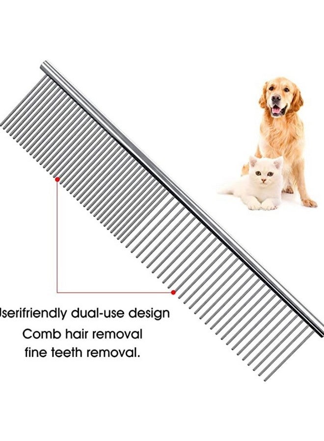 مجموعة العناية بالحيوانات الأليفة 4 في 1 للكلاب والقطط والجراء | قفاز تدليك واستحمام، أمشاط من الفولاذ المقاوم للصدأ، مزيل الشعر المتساقط ومزيل الشعر السفلي (مجموعة 4 في 1) - Image 5