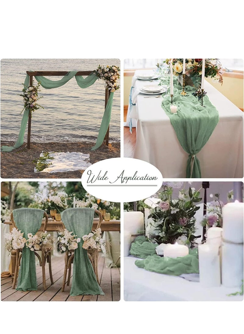Generic - 90*400CM Table Runners, Boho Gauze Table Runner,  Translucent Table Runner Chessian Tablecloth for Wedding Reception Bridal Shower Party Decoration Table Centerpiece  (Green) - Image 1