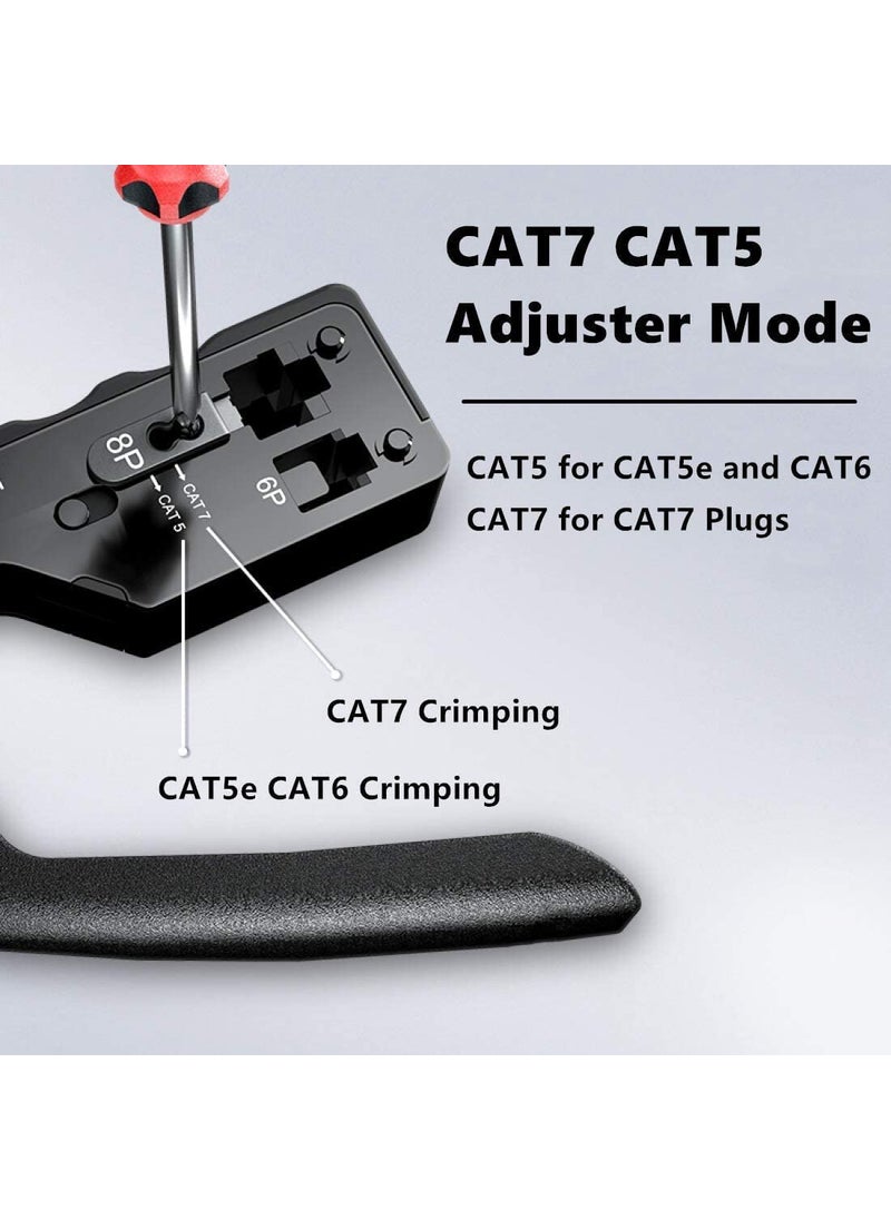 XIKKART Xikkart Crimping Tool Rj45 Wire Cutter Tool Kit For Cat5 Cat5E Cat6 Network Connectors Cat6A Cat7 Shielded Modular Plugs Rj45 Rj12 Rj11 Crimp Tool Strip Cut And Crimp AllInOne Black  - Image 3