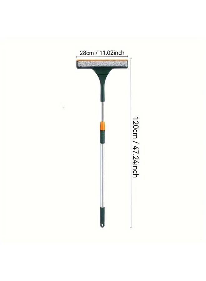 مكشطة زجاج وممسحة 2 في 1 بمقبض تلسكوبي مع قماش سوبر فايبر 1 قطعة - Image 1