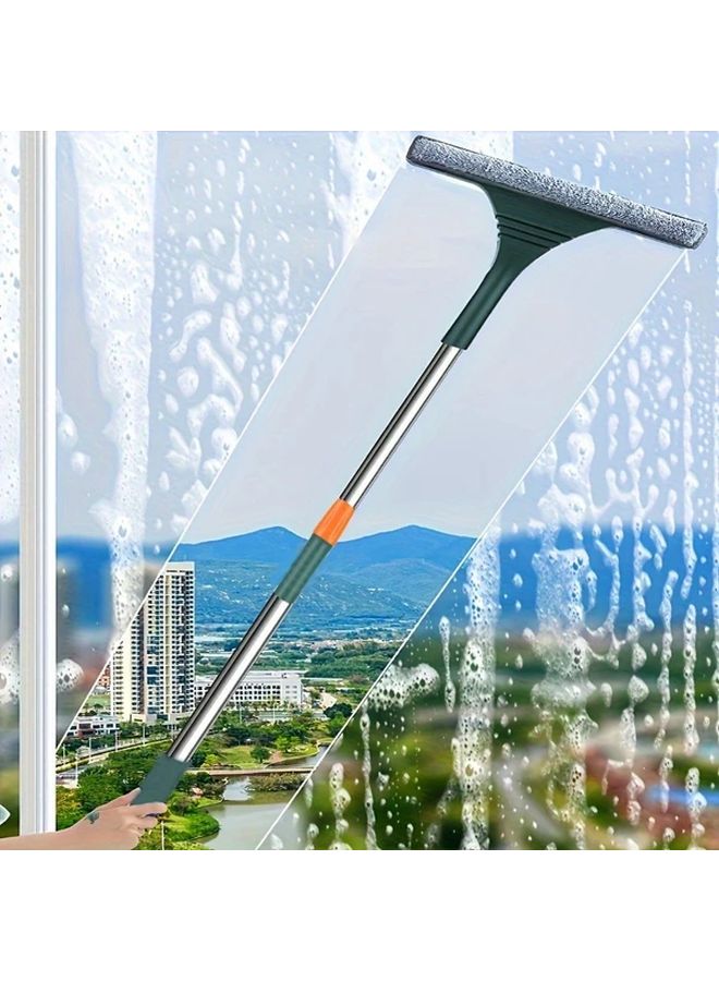 مكشطة زجاج وممسحة 2 في 1 بمقبض تلسكوبي مع قماش سوبر فايبر 1 قطعة - Image 3