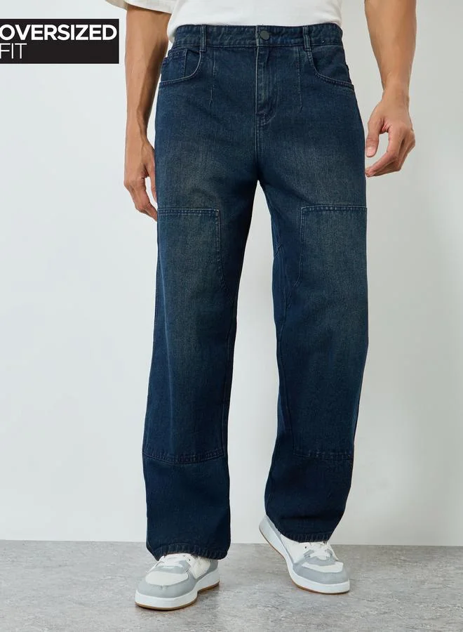 Styli Men Wide Leg Washed Jeans
