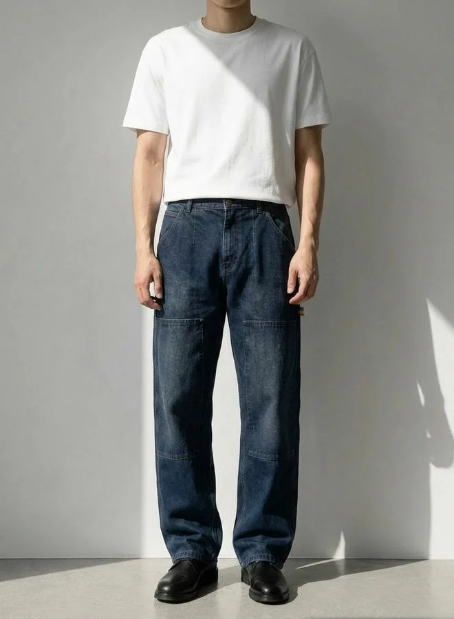 Styli Men Wide Leg Washed Jeans