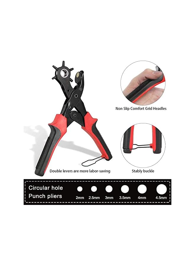 MIXDE Leather Hole Punch,Belt Hole Puncher for Leather, Revolving Punch Plier Kit,Leather Punch Plier for Leather, Belts, Watches, Handbags， easily Punches Perfect Round Holes  - Image 3
