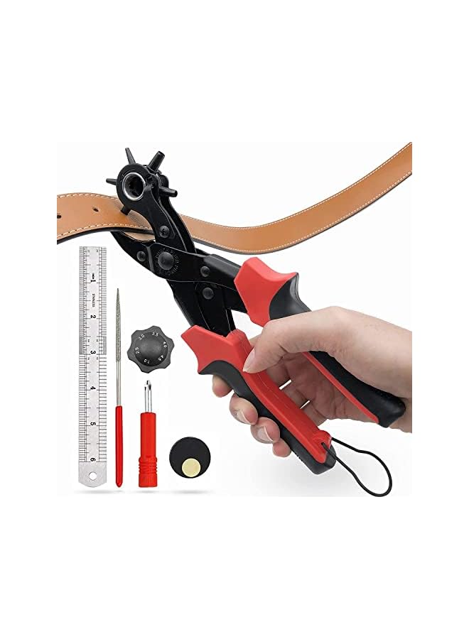 MIXDE Leather Hole Punch,Belt Hole Puncher for Leather, Revolving Punch Plier Kit,Leather Punch Plier for Leather, Belts, Watches, Handbags， easily Punches Perfect Round Holes  - Image 2