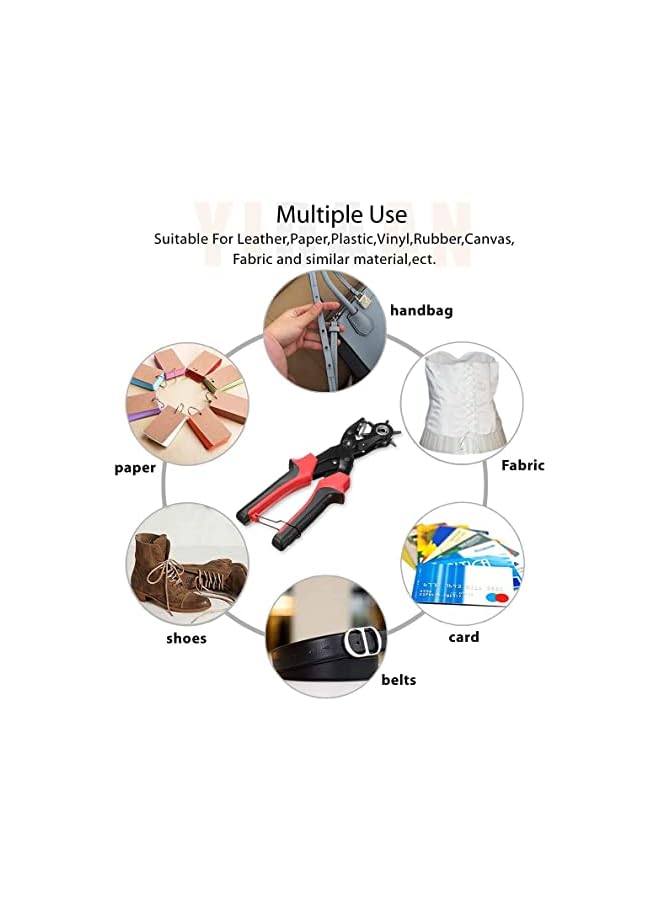 MIXDE Leather Hole Punch,Belt Hole Puncher for Leather, Revolving Punch Plier Kit,Leather Punch Plier for Leather, Belts, Watches, Handbags， easily Punches Perfect Round Holes  - Image 4