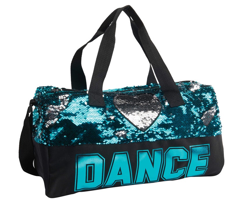 Danz N Motion Sequin Dance Heart Duffel Bag (Turquoise to Silver) - Image 1