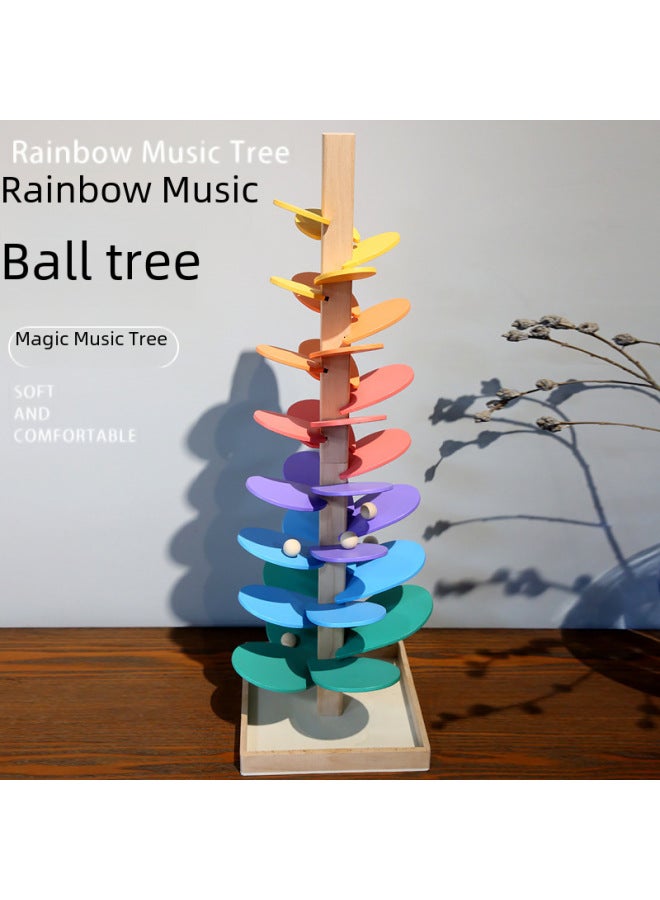 Wooden Music Tree Baby Rolling Ball Track Early Education Intelligence Toys Ins Rainbow Blocks Musical Tree Children Educational Toy-Color:cpc Certified Small Size Music Tree 0.37 Kg12.5 * 12.5*29cm  - Image 3