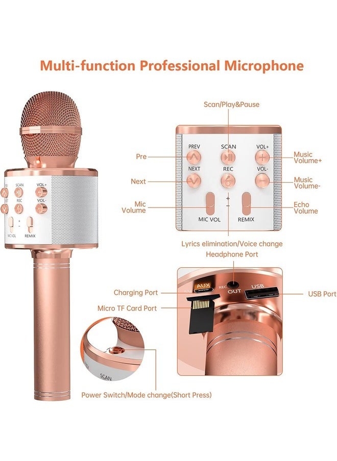 ELTRAZONE 2-Pack Wireless Bluetooth Karaoke Microphones: Portable Handheld Mics with Speaker in Rose Gold & Blue – Perfect Gift for All Ages  - Image 5