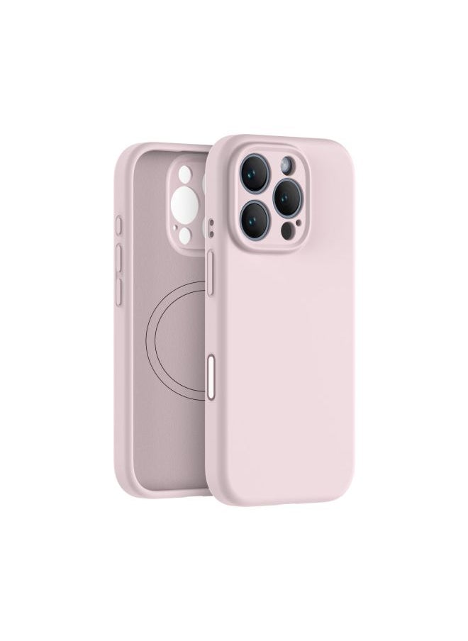 Suitable For IPhone16Pro Liquid Silicone Magnetic Suction Mobile Phone Case Smart Sensor Camera Button Mobile Phone Protective Case-Color:Morandi Powder-Applicable Models:iPhone16 Pro Max  - Image 1