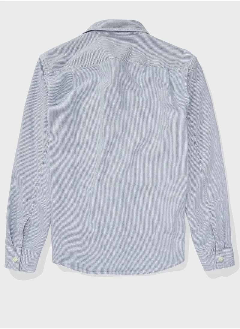 American Eagle Striped Classic Fit Denim Shirt