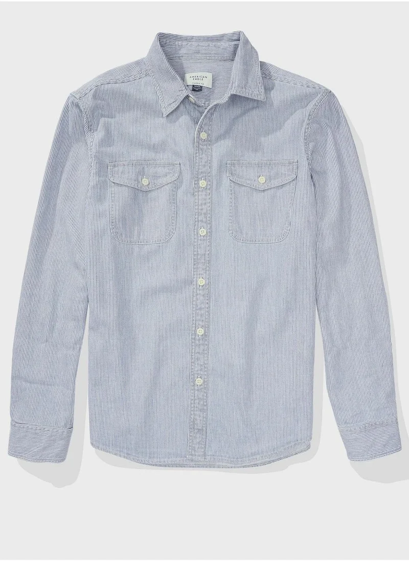 American Eagle Striped Classic Fit Denim Shirt