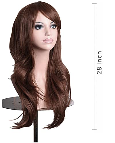 ANESHE Wigs 28" Long Wavy Hair Heat Resistant Cosplay Wig for Women (Dark Brown) - Image 3