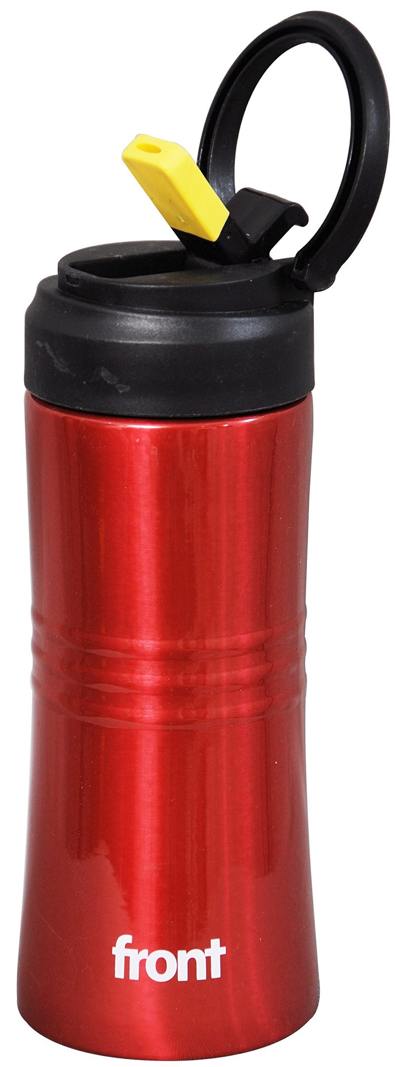 Front Stainless Steel Sipper Bottle, 450ml, Red/Black - Image 2