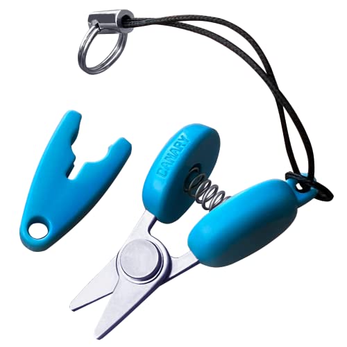 CANARY Mini Travel Scissors 1.3" - TSA Approved Portable Tiny Scissors for Yarn, Sewing, Paper - Micro Keychain Snips with Safety Cap, Japanese Stainless Steel Blade, Made in Japan, Blue - Image 1