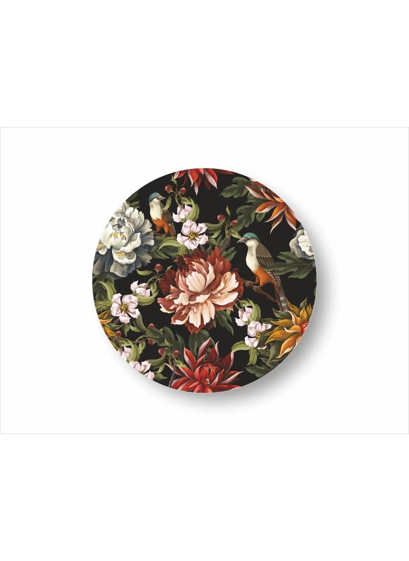 Space Of Joy - Space of Joy Dark Florals Design Premium Printed MDF Wooden Dining Table mats HeatWater Resistant Round Placemats for Dining Kitchen Indoor Outdoor Set of 6 Pieces - Image 1