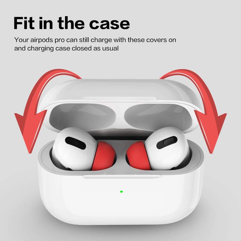 JNAB [4-Pair] Ear Tips for Airpods Pro & Airpods Pro 2nd Generation Ear Tips (Silicone), Anti Slip Soft Silicone Airpods Pro Replacement Ear Tips Fit in The Charging Case (Black/Blue/Red/Green) - Image 4