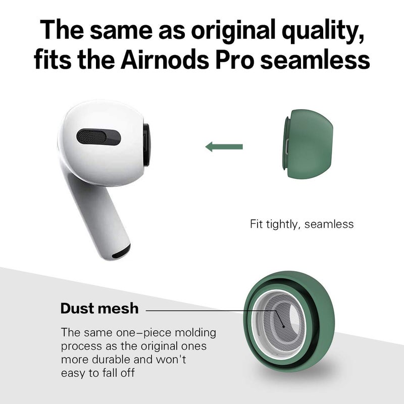 JNAB [4-Pair] Ear Tips for Airpods Pro & Airpods Pro 2nd Generation Ear Tips (Silicone), Anti Slip Soft Silicone Airpods Pro Replacement Ear Tips Fit in The Charging Case (Black/Blue/Red/Green) - Image 3