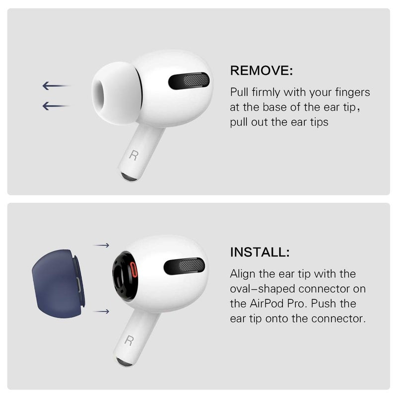 JNAB [4-Pair] Ear Tips for Airpods Pro & Airpods Pro 2nd Generation Ear Tips (Silicone), Anti Slip Soft Silicone Airpods Pro Replacement Ear Tips Fit in The Charging Case (Black/Blue/Red/Green) - Image 5
