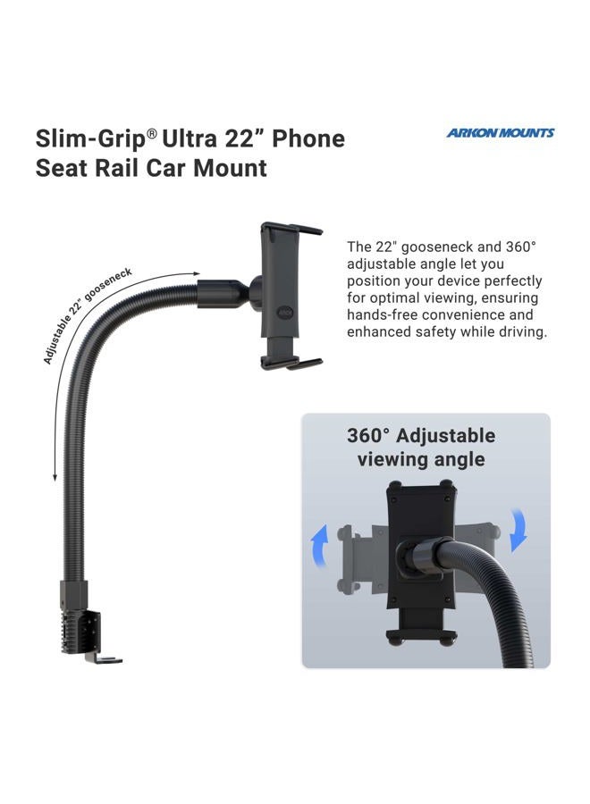 Arkon Mounts - Car Seat Rail Phone or Tablet Mount | Flexible Positioning | 22" Gooseneck | 360° Adjustability | Tablet Holder fits iPhone, Galaxy, Note and more | Up to 8" Screen Size - Image 4