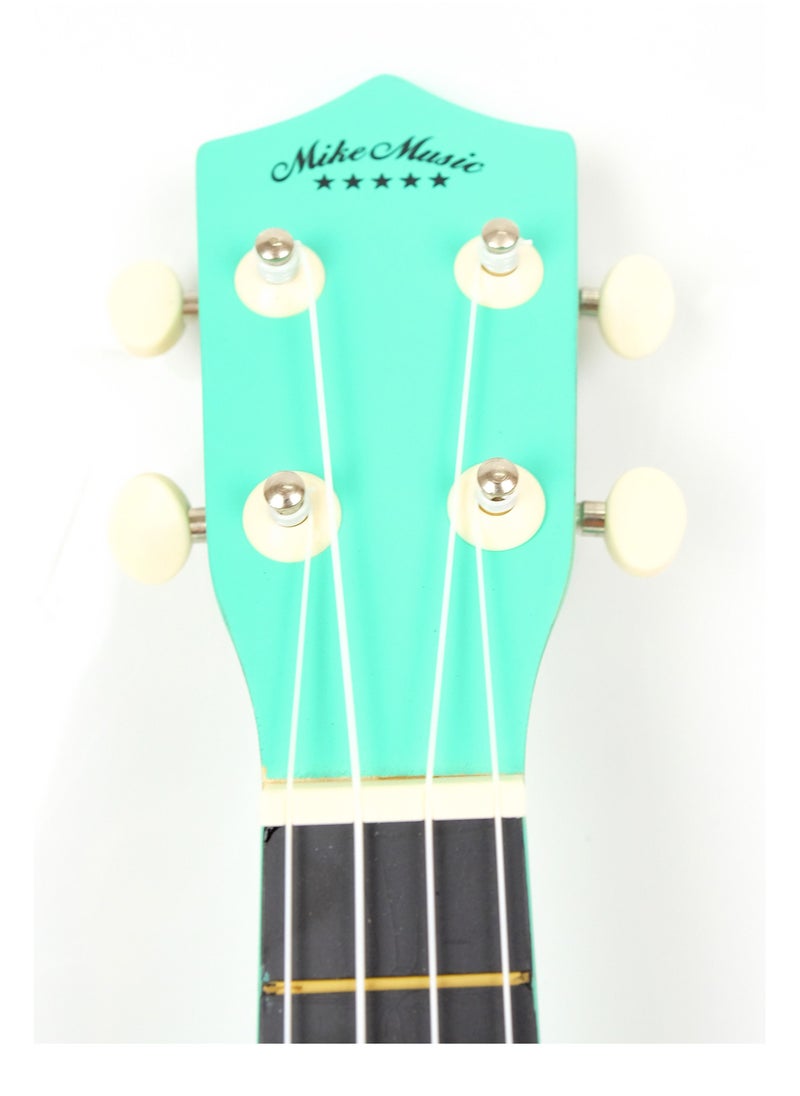 Mike Music 21inch ukulele with Bag, Strap, Pick, and Extra Strings (Green)  - Image 5