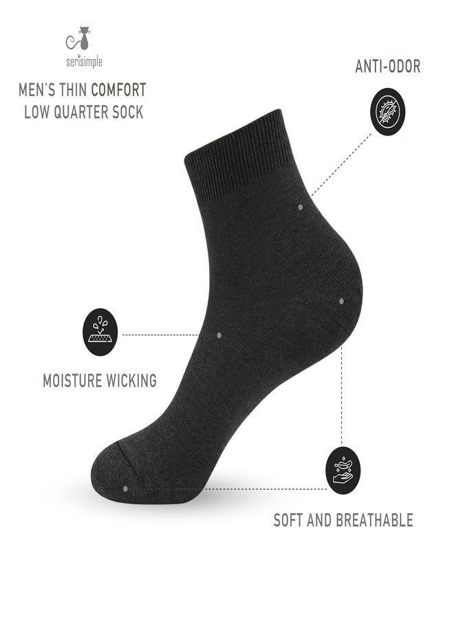 SERISIMPLE Viscose Bamboo Men's Breathable Quarter Thin Ankle High Socks - Comfort Cool Soft 5 Pairs (US, Alpha, Large, Regular, Grey2) - Image 2