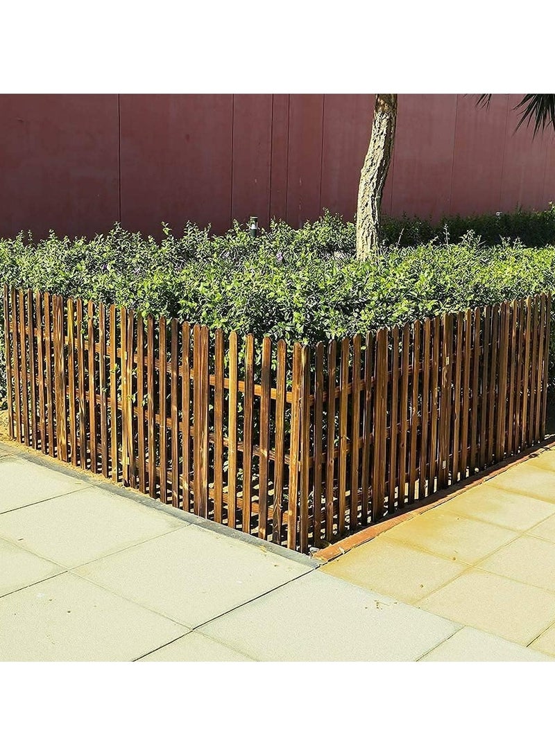 LINGWEI Wooden Garden Border Wooden Garden Edging Barrier Brown 160x40x1cm - Image 2