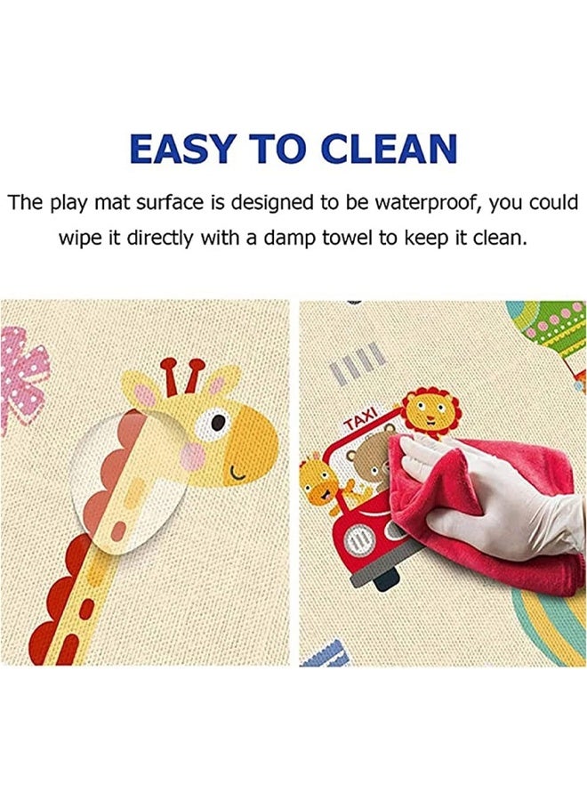 إتش كيو جيمنغ سجادة لعب للأطفال، 180 × 100 سم، سجادة زحف للأطفال، سجادة كبيرة قابلة للطي وسميكة للغاية للأطفال، سجادة لعب عكسية من الإسفنج الناعم غير القابل للانزلاق، سجادة لعب مزدوجة الجوانب مقاومة للماء للعب على الأرض - Image 5