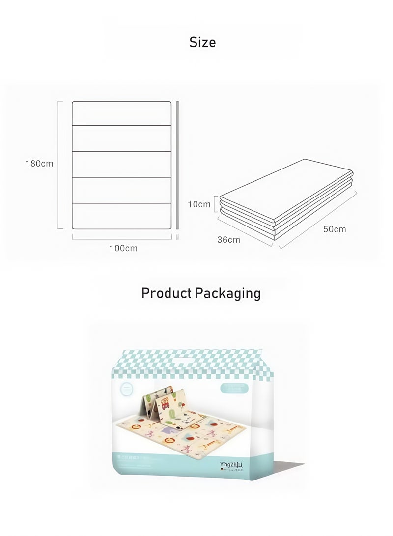 إتش كيو جيمنغ سجادة لعب للأطفال، 180 × 100 سم، سجادة زحف للأطفال، سجادة كبيرة قابلة للطي وسميكة للغاية للأطفال، سجادة لعب عكسية من الإسفنج الناعم غير القابل للانزلاق، سجادة لعب مزدوجة الجوانب مقاومة للماء للعب على الأرض - Image 2
