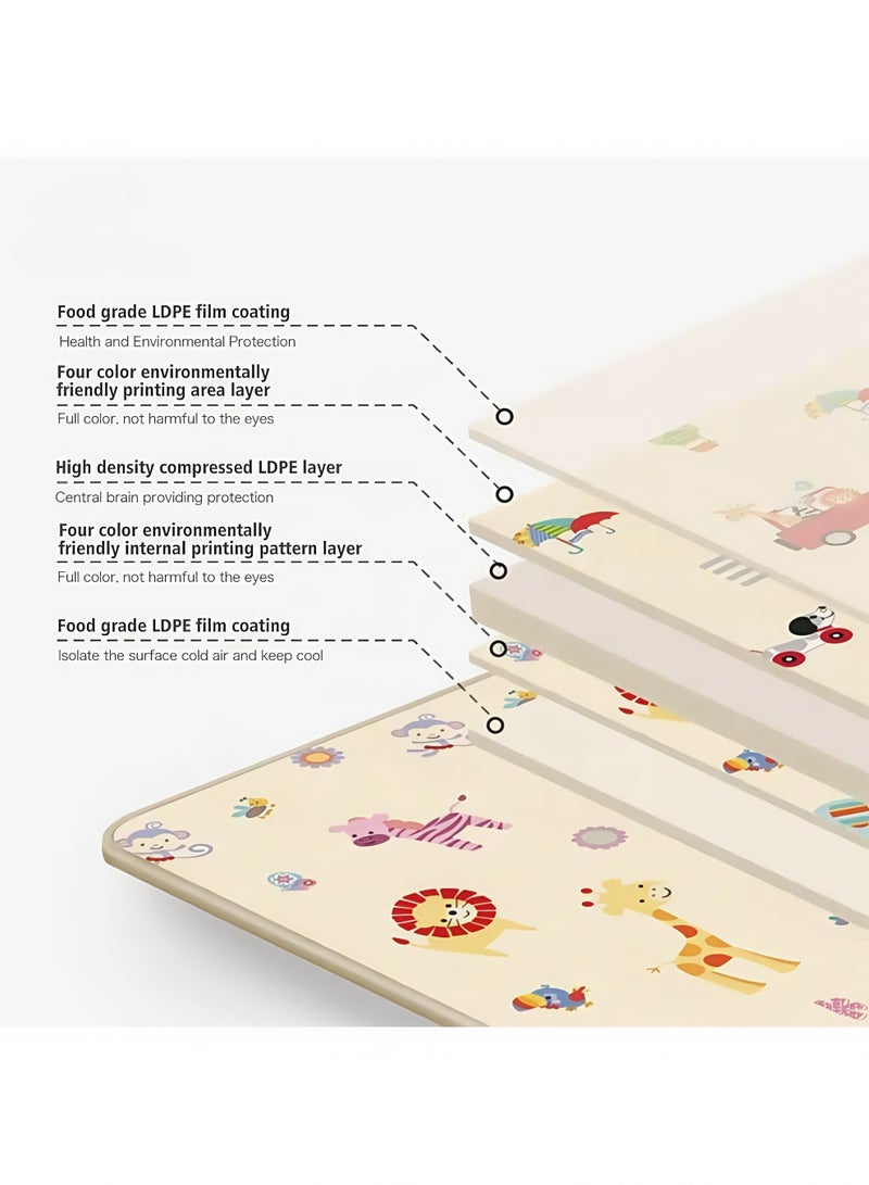 إتش كيو جيمنغ سجادة لعب للأطفال، 180 × 100 سم، سجادة زحف للأطفال، سجادة كبيرة قابلة للطي وسميكة للغاية للأطفال، سجادة لعب عكسية من الإسفنج الناعم غير القابل للانزلاق، سجادة لعب مزدوجة الجوانب مقاومة للماء للعب على الأرض - Image 3