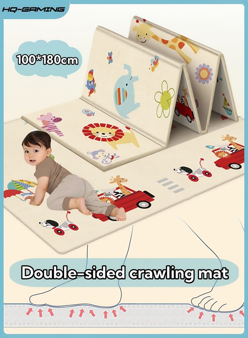 إتش كيو جيمنغ سجادة لعب للأطفال، 180 × 100 سم، سجادة زحف للأطفال، سجادة كبيرة قابلة للطي وسميكة للغاية للأطفال، سجادة لعب عكسية من الإسفنج الناعم غير القابل للانزلاق، سجادة لعب مزدوجة الجوانب مقاومة للماء للعب على الأرض - Image 1