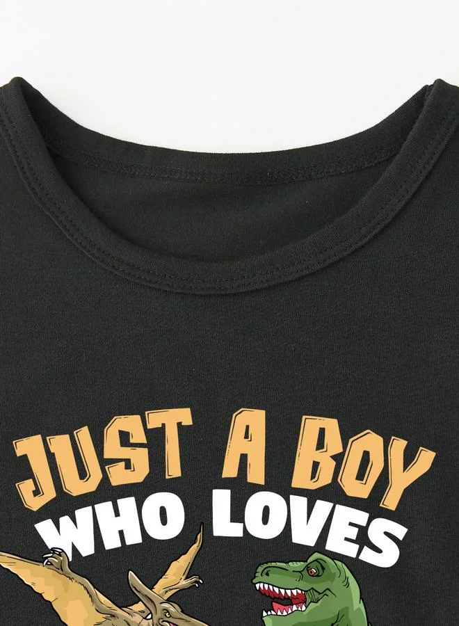 Take Two Take Two Boys Dino Graphic Print Round Neck T-Shirt